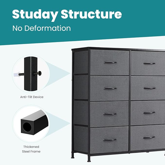 DUMOS 8 Drawer Dresser for Bedroom, Fabric Storage Organizer - Image 7