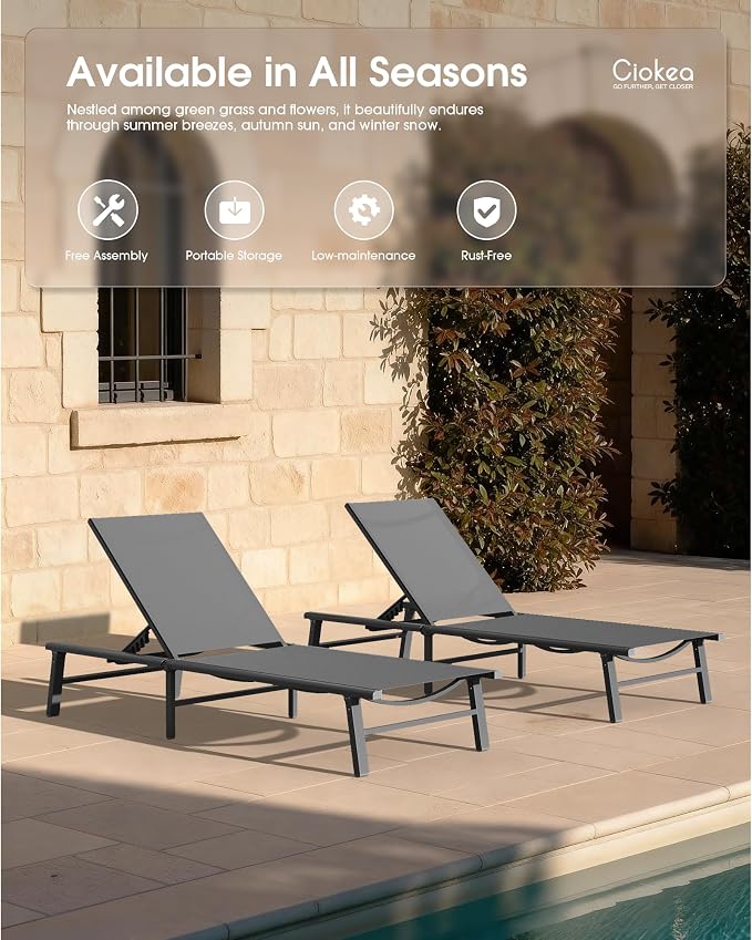 Ciokea Foldable Outdoor Lounge Chair Set of 4 - Image 9