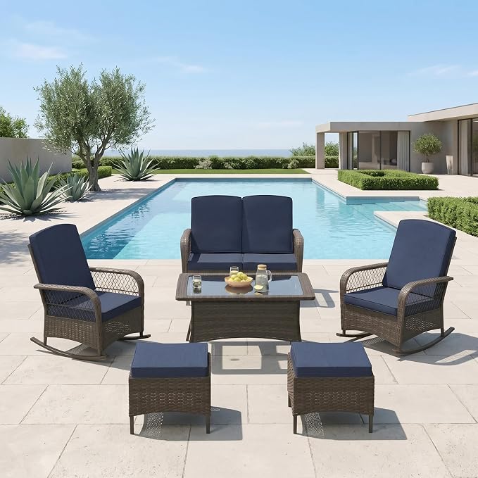LEVELEVE Patio Furniture Set Outdoor Rattan Chair Wicker Sofa Garden - Image 2
