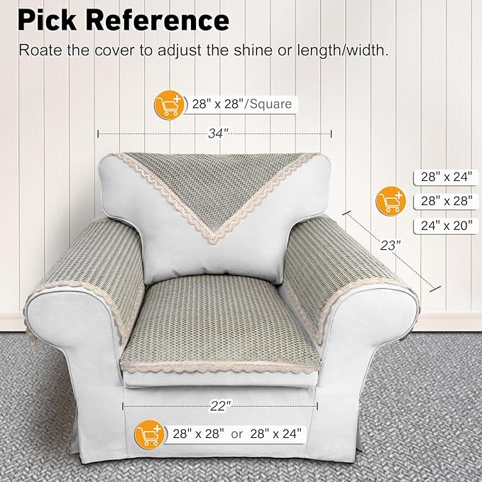 Couch Arm Cover, Sofa Arm Covers, Non-Slip Lace Armrest Covers, - Image 2