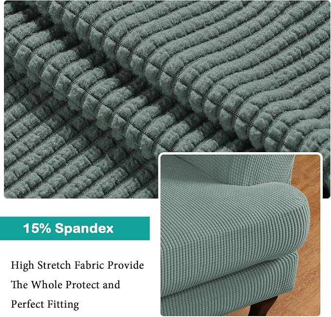 Turquoize Wingback Chair Covers 2 Piece Wing Chair Slipcover Stretch Slipcovers - Image 4
