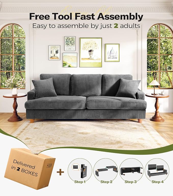 Kidirect 87in L Shaped Couch, Modular Sofa No Tool Assembly, Comfy Sectional - Image 9
