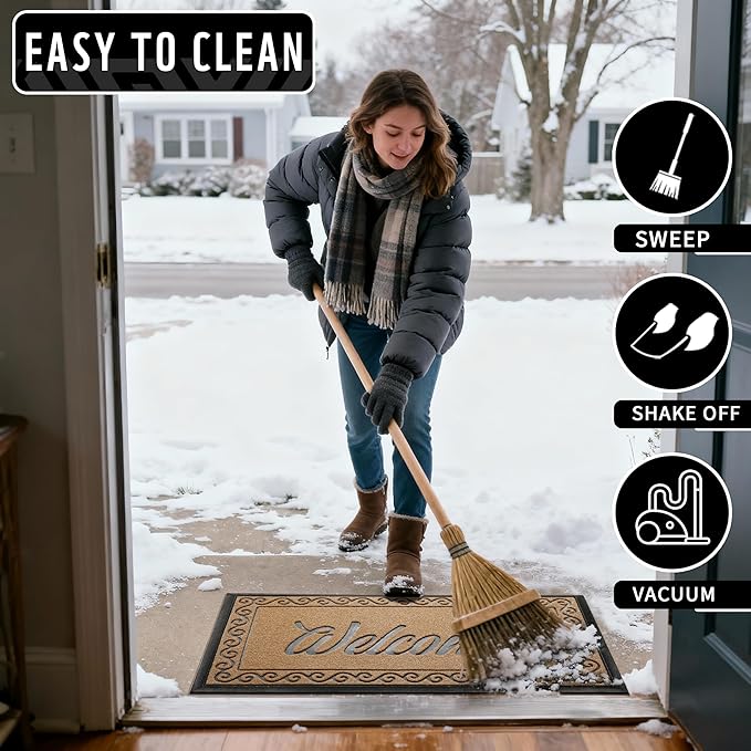 Yimobra Welcome Front Door Mat, Heavy Duty Easy Clean Doormat Indoor Outdoor - Image 6