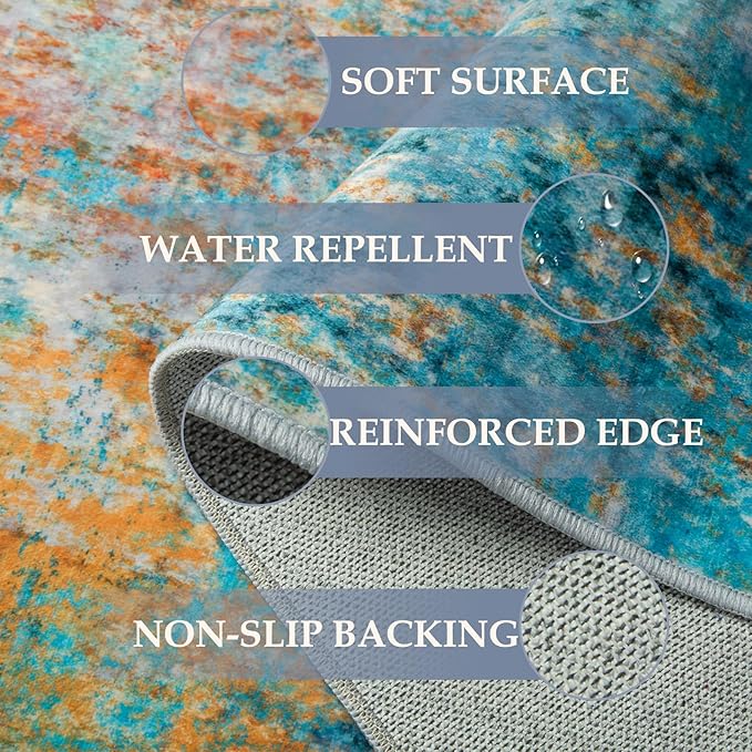 Washable Area Rugs 5'x8' Non-Slip Modern Abstract Soft - Image 8