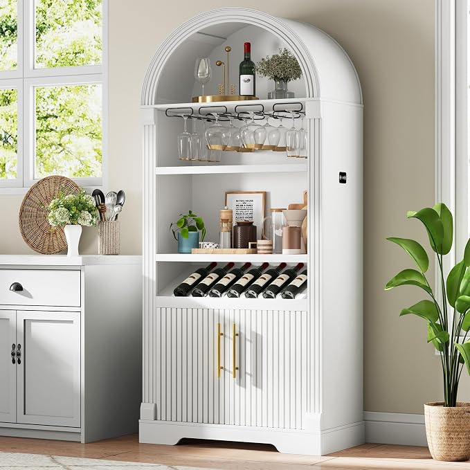 Vlsrka 71" Tall Arched Wine Bar Cabinet - Image 8
