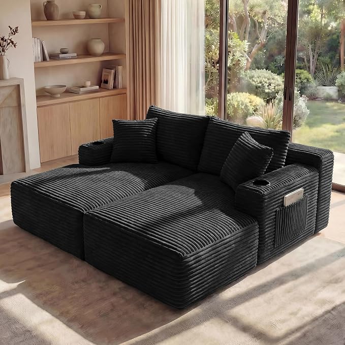 125 Inch Modular Sectional Sofa, Cloud Couch Oversized U Shaped Corduroy Sofa - Image 7