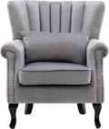 Mid Century Accent Chair Modern Tufted Wingback Armchairs Club Chair Velvet by DMFurniture