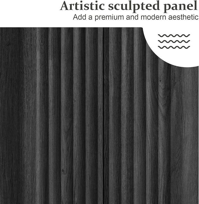Brafab Buffet Cabinet, Wood Fluted Credenza - Image 3