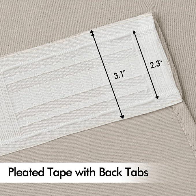 MIULEE Natural Back Tab Blackout Curtains 102 Inch Long 2 Panels Set - Image 4