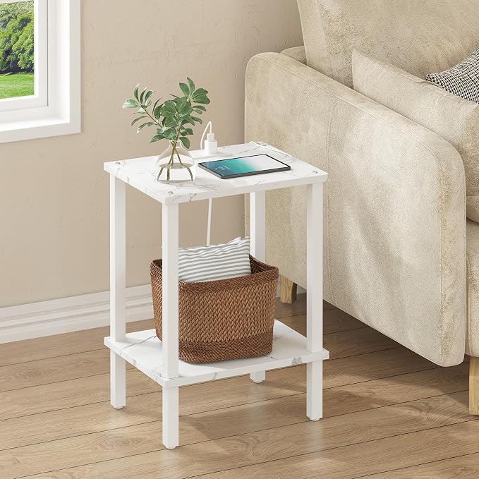TUTOTAK End Table with Charging Station, Small Side Table with Outlets by ChoosetutotakFurnitureBuildYourCozyHome