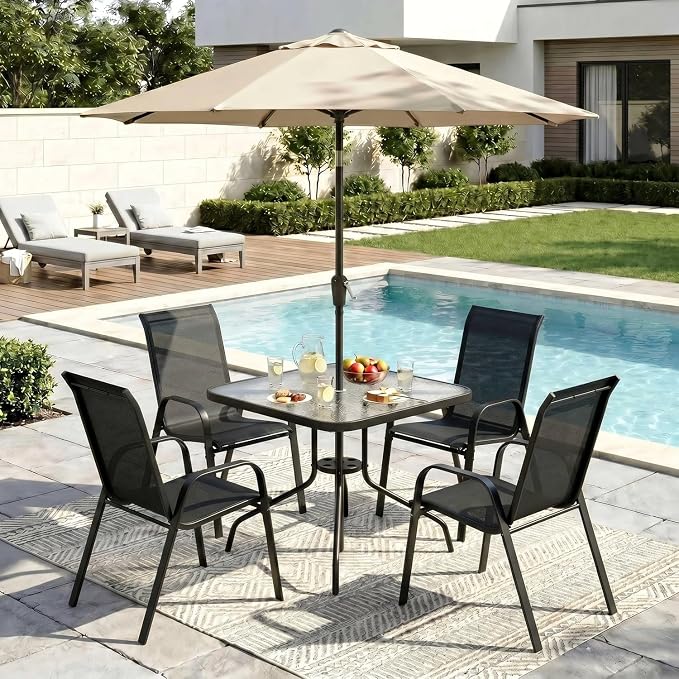 Arlopu 5 Piece Outdoor Patio Dining Set, Porch Furniture - Image 9