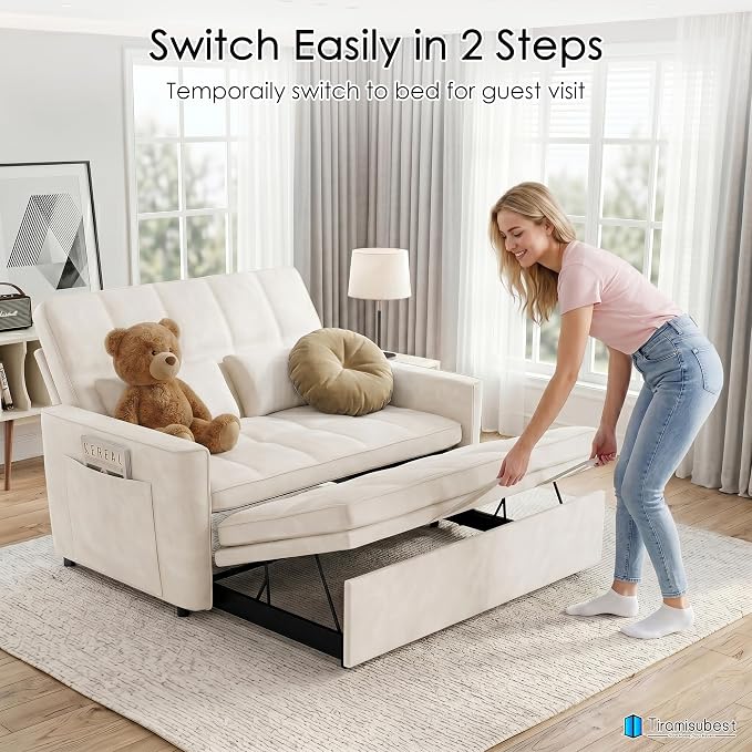 54'' Sleeper Sofa Bed, Convertible Pull Out Couch Futon - Image 7