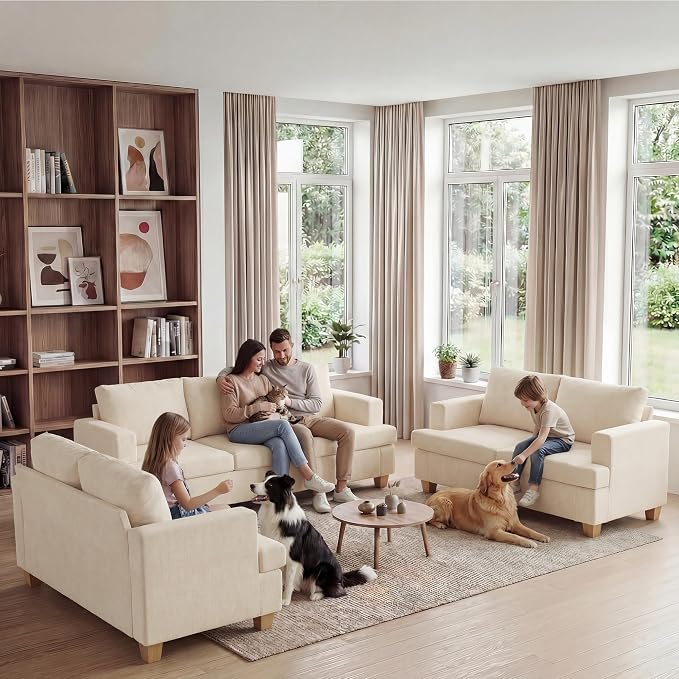 Apicizon Loveseat & 3 Seater Sofa Sets, 2 Piece Deep Seat Sleeper Sofa - Image 8