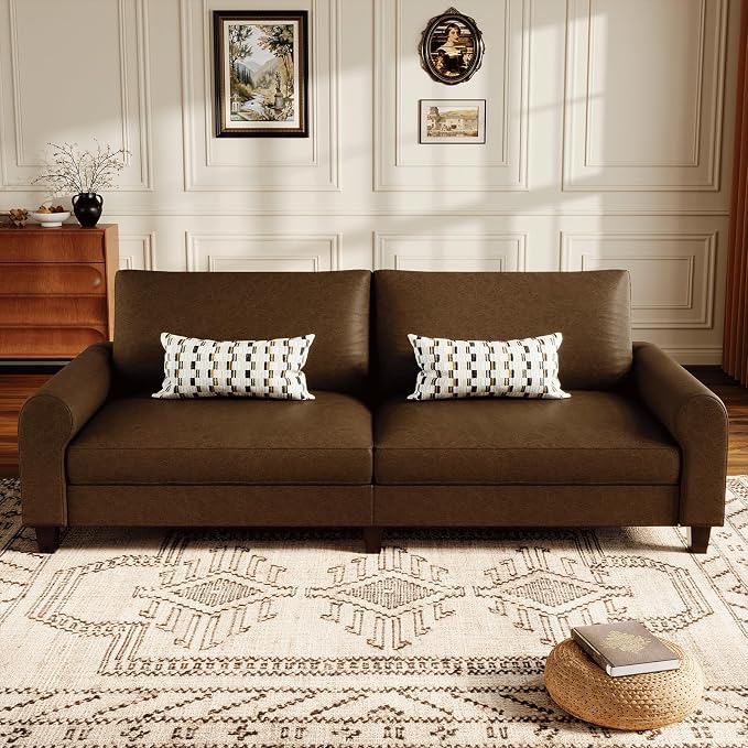 EASE MOOSE 88.5" Large Seat Faux Leather Loveseat Sofa, Waterproof and - Image 4