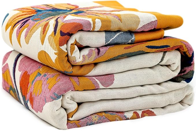 LUTBM Boho Throw Blanket 100% Cotton Soft Bed Throw Twin Lightweight Summer by LUTBMFindYourFreeSpiritatHome