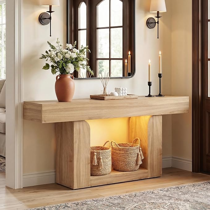 Homieasy Console Table, Farmhouse Wooden Sofa Table Behind Couch, Narrow - Image 3