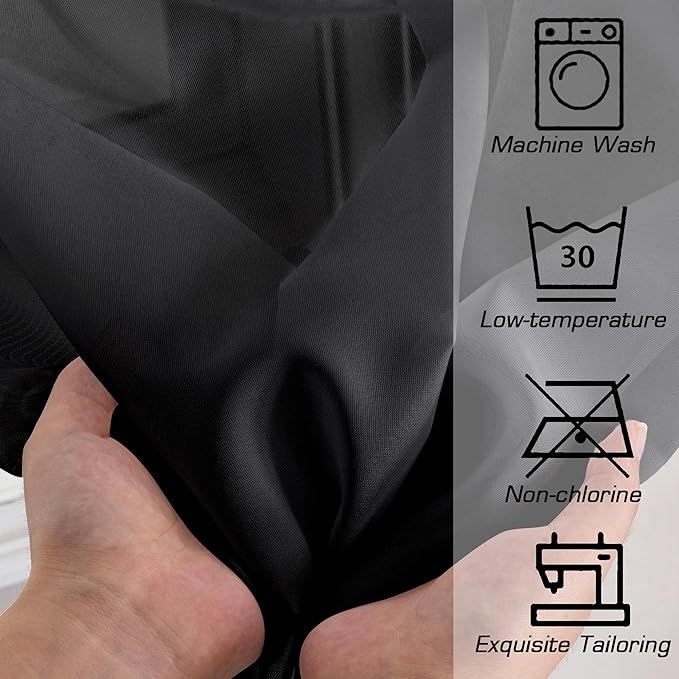 Simplebrand Black Sheer Curtains 108 Inches Long, Extra Long Rod Pocket Solid - Image 9