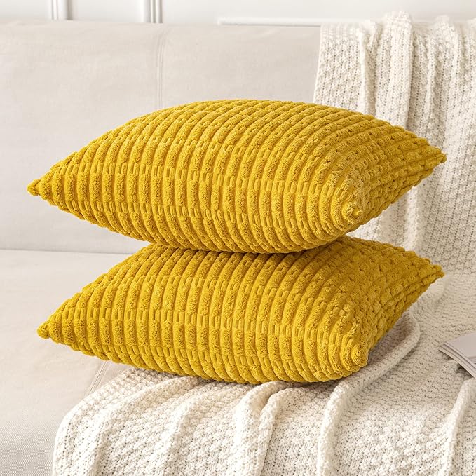 MIULEE Pack of 2 Corduroy Decorative Euro Sham Throw Pillow Covers 22x22 Inch - Image 5