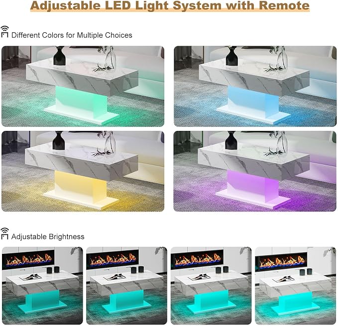 HedoAjim Led Coffee Table for Living Room, Living Room Table Rectangular Center - Image 4