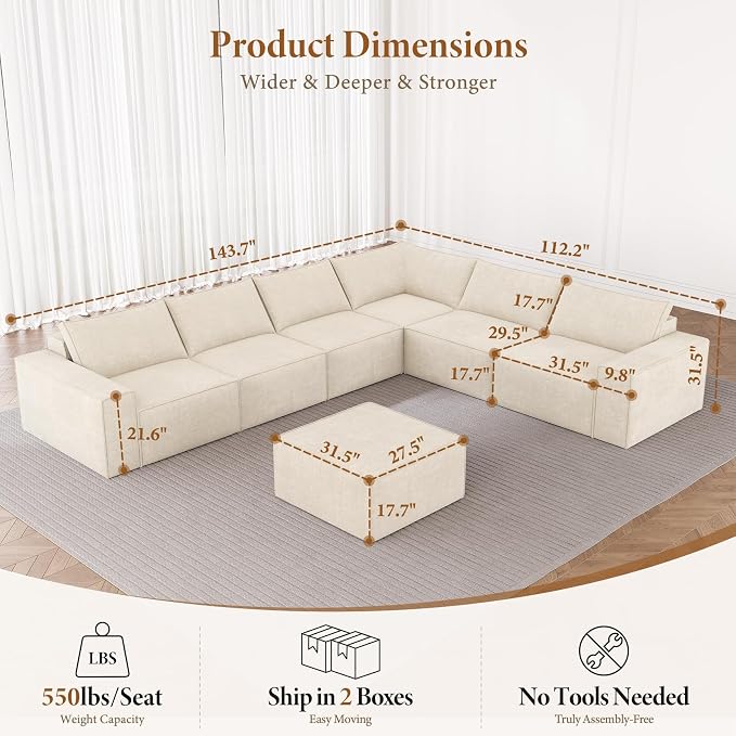 Vesgantti 143.7" Boneless Couch - Image 2