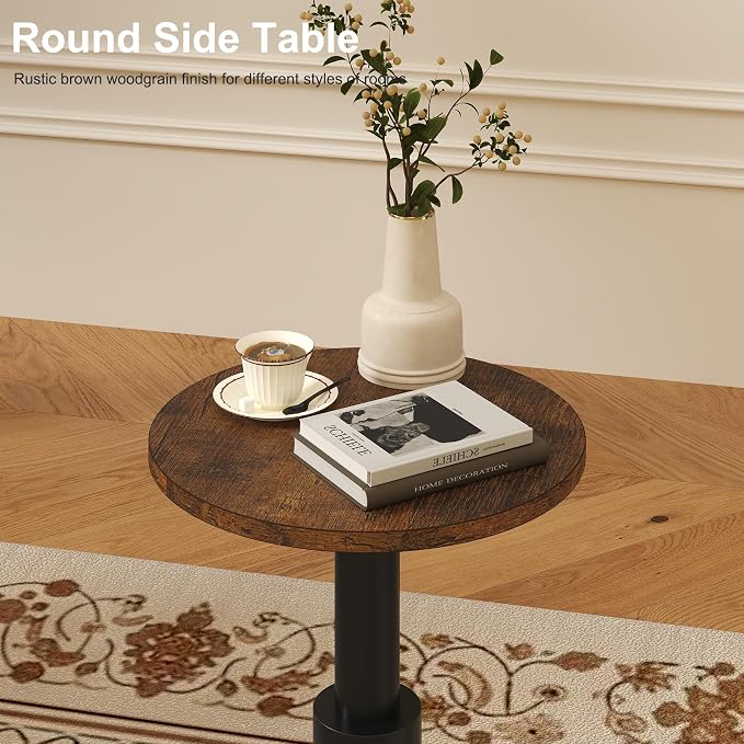 LAATOOREE Small Round Side Table, Accent Drink Coffee Table, Pedestal End Table - Image 8