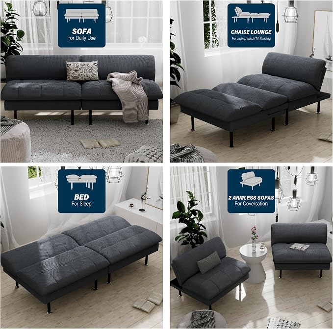 Ribilake 3 Sets 70" Futon Sofa Bed, 4 in 1 Multi-Function Couch Sleeper - Image 4