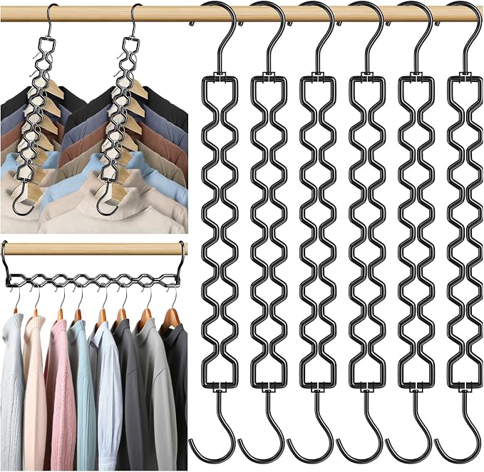 Space Saving Hangers for Clothes 6 Pack, Sturdy Metal Hangers Heavy Duty Magic by Besslly