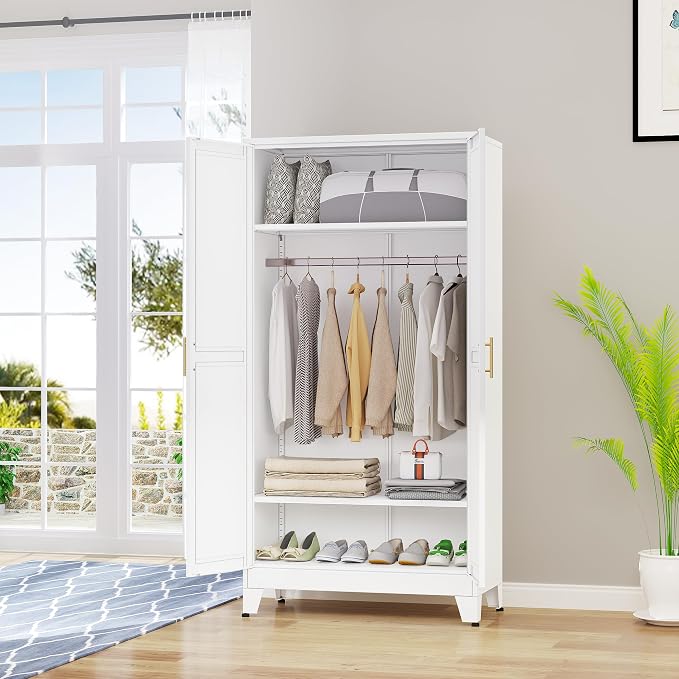 erosoei 71 "Metal Armoire Wardrobe Closet, Steel Clothing Storage Cabinet - Image 7