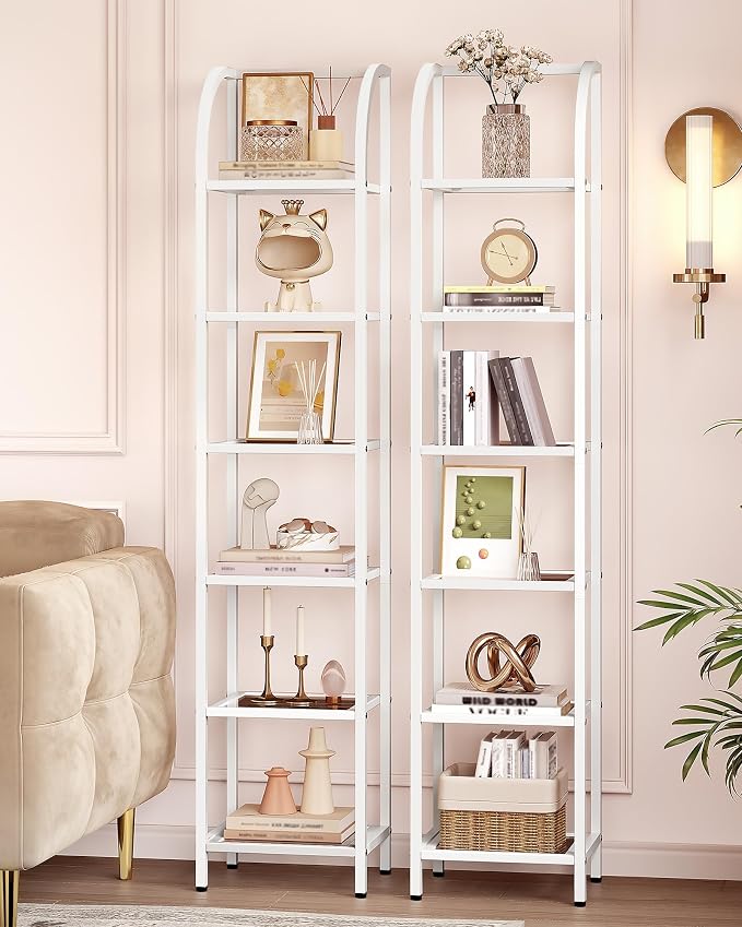 Hzuaneri Bookcase Bookshelf, Tempered Glass Arched Bookshelf - Image 4