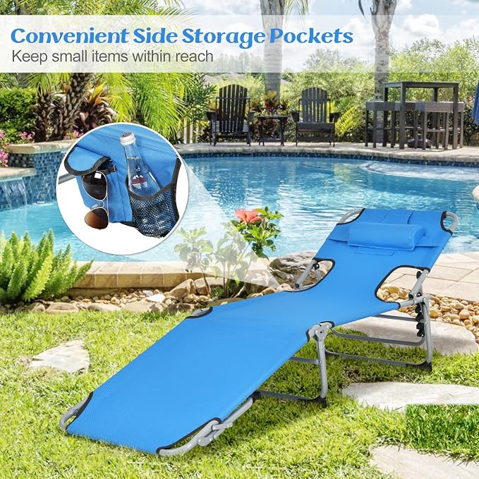 Goplus Tanning Chair, Folding Adjustable Patio Lounge Chair - Image 8