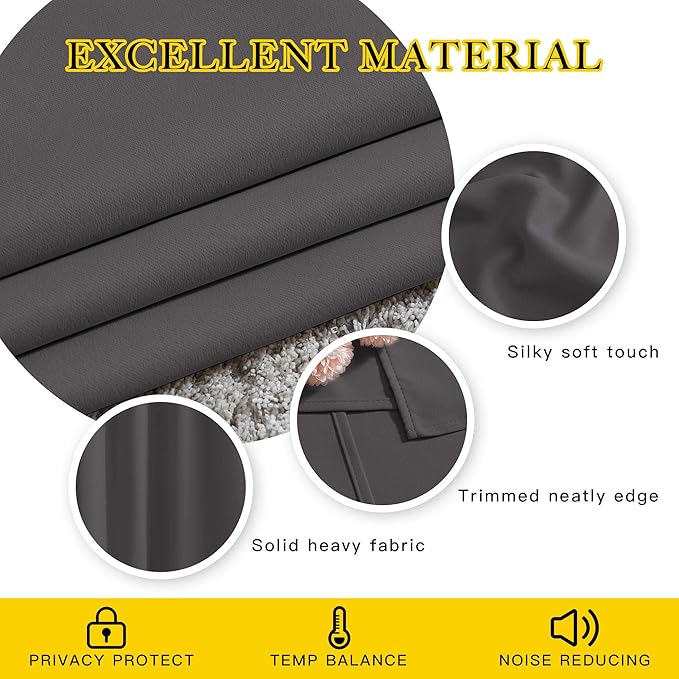NICETOWN Grey Blackout Curtains 63 inch Length - Image 5
