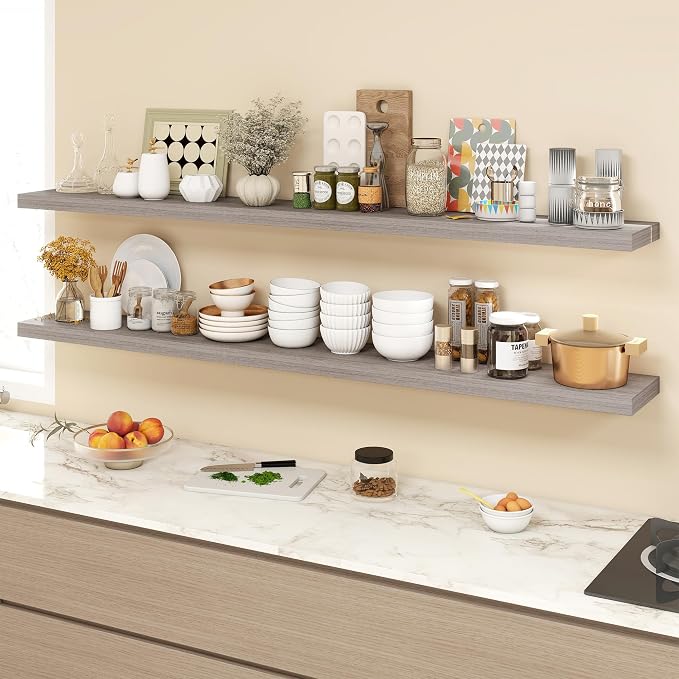 Acovy 72 Inch Floating Shelves, 9.3" Deep Floating Shelf Wall Mounted, Rustic - Image 2