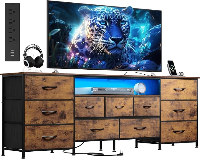WLIVE 75.5" TV Stand for 65, 85 Inch TV, Dresser for Bedroom by WLIVE