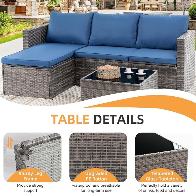 Shintenchi 4 Pieces Patio Furniture Sets, Outdoor Sofa Patio Sectional Sets All - Image 7
