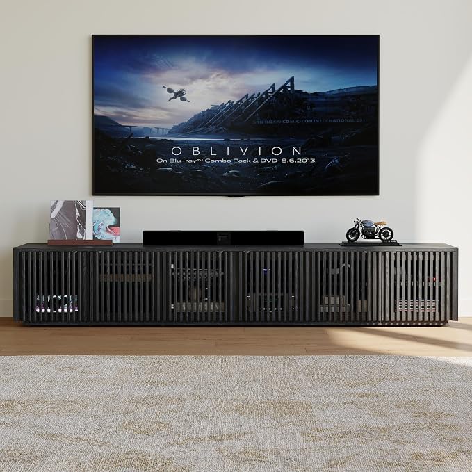 POVISON Full Assembled Mid Century Modern TV Stand, Entertainment Center - Image 3