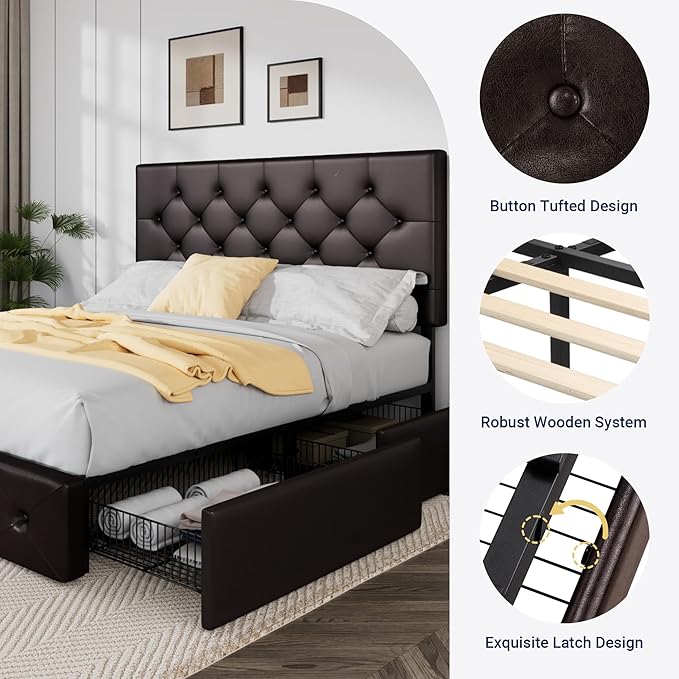 Allewie Upholstered Full Size Platform Bed Frame - Image 6