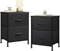 WLIVE Black Nightstand Set of 2, Night Stand by WLIVE