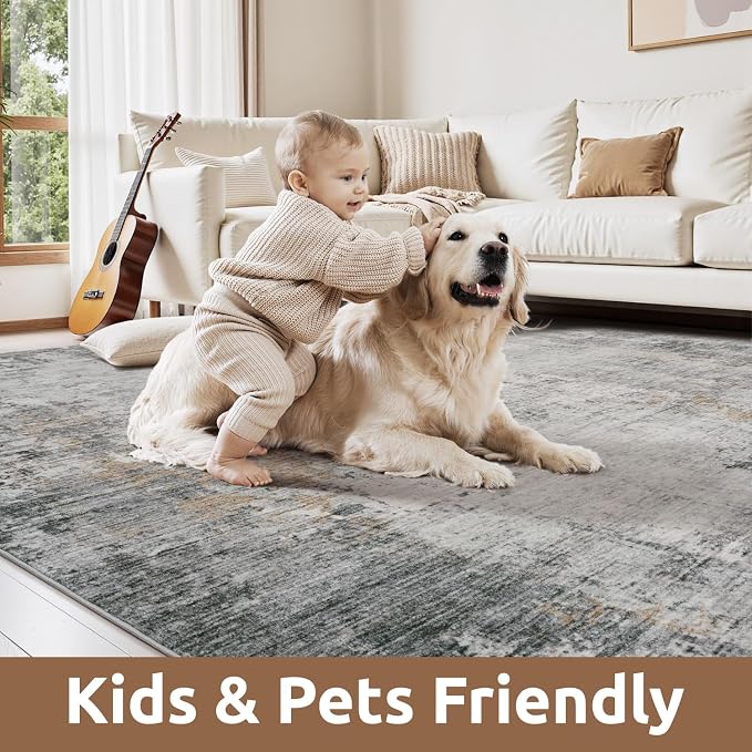 4 x 6 Area Rugs for Living Room, Machine Washable Non Slip Rug Ultra Soft Low - Image 5