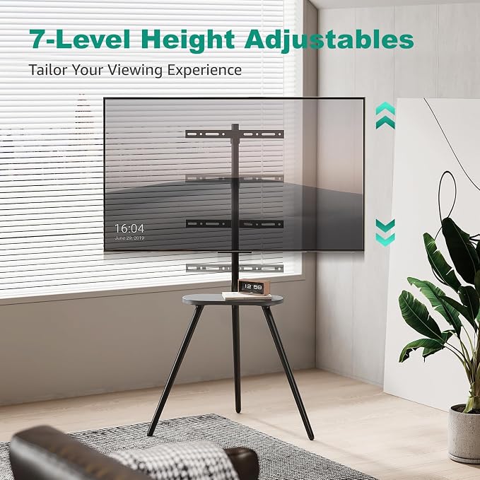 Tripod Easel TV Stand for 43–65 Inch TVs, Height Adjustable Swivel Floor TV - Image 3