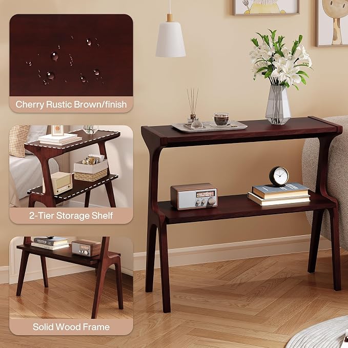 Set of 2 Solid Wood End Table, 2-Tier Side Table - Image 6