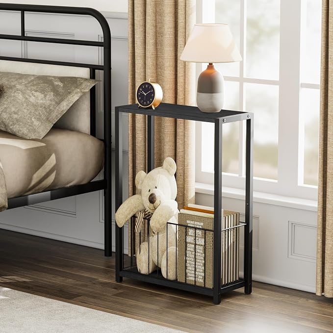 Homleke Narrow Side Table with Magazine Holder, Skinny End Table Perfect - Image 8