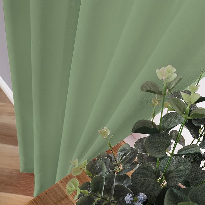 Tollpiz Short Sheer Curtain Linen Textured Living Room Curtains Sheer Light - Image 3