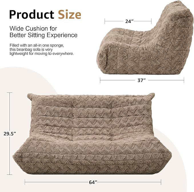 Bean Bag Chairs for Adults Giant Bean Bag Chair Memory Foam BeanBag Chair Bean - Image 2