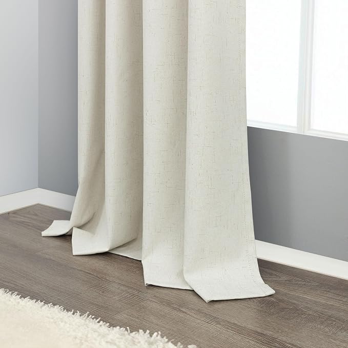 Natural Linen Textured Short Black Out Curtain 58 Inch Long - Image 8