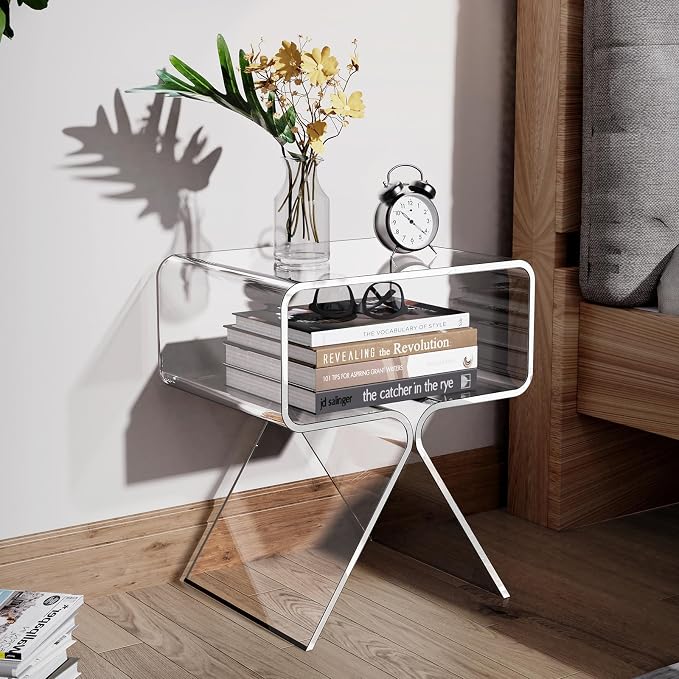 Acrylic Nightstand Side Table Modern Design Clear Home Decor Display End Table - Image 2