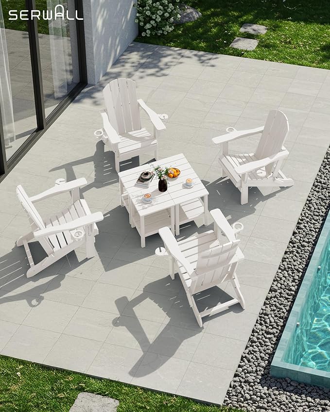 SERWALL 2-Tier HDPE Outdoor Side Table, Weatherproof Rectangular Adirondack - Image 8