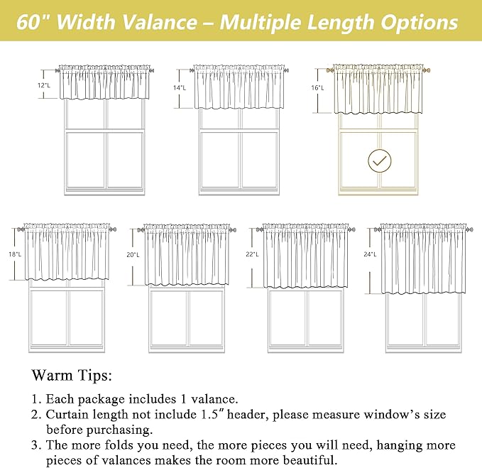 Navy Blue Valances for Windows, Light Filtering Faux Linen Textured Small Short - Image 3