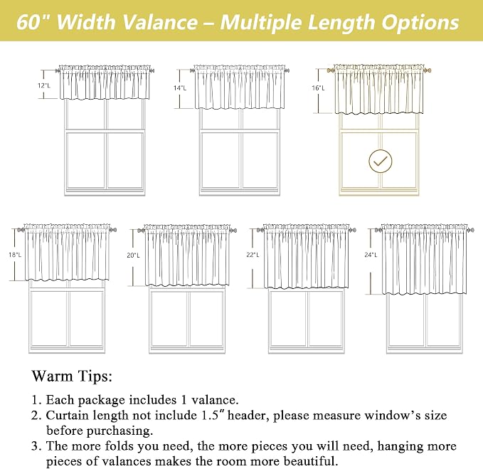 White Valances for Windows, Light Filtering Faux Linen Textured Small Short - Image 3