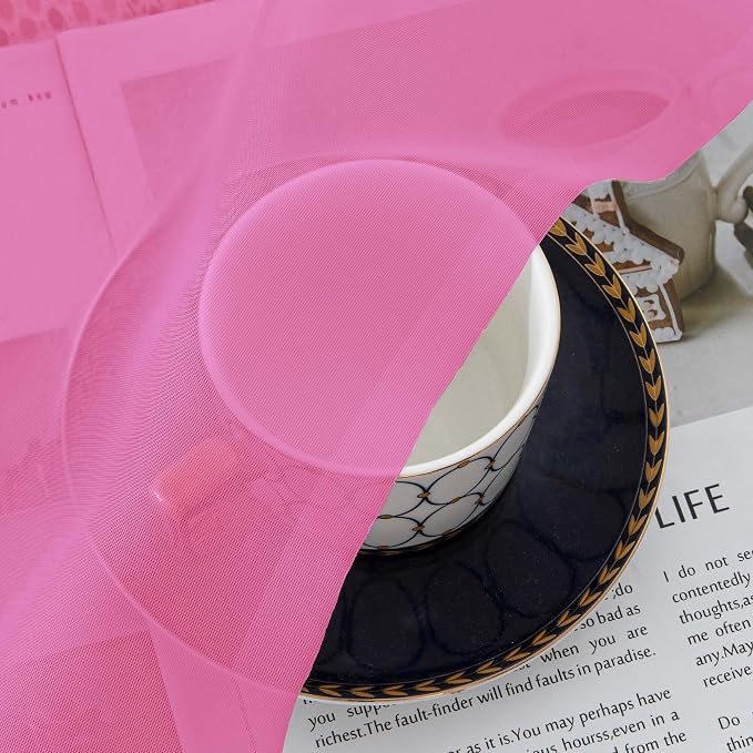 OWENIE Hot Pink Sheer Curtains for Bedroom Living Room 90 Inches Long, Elegant - Image 9