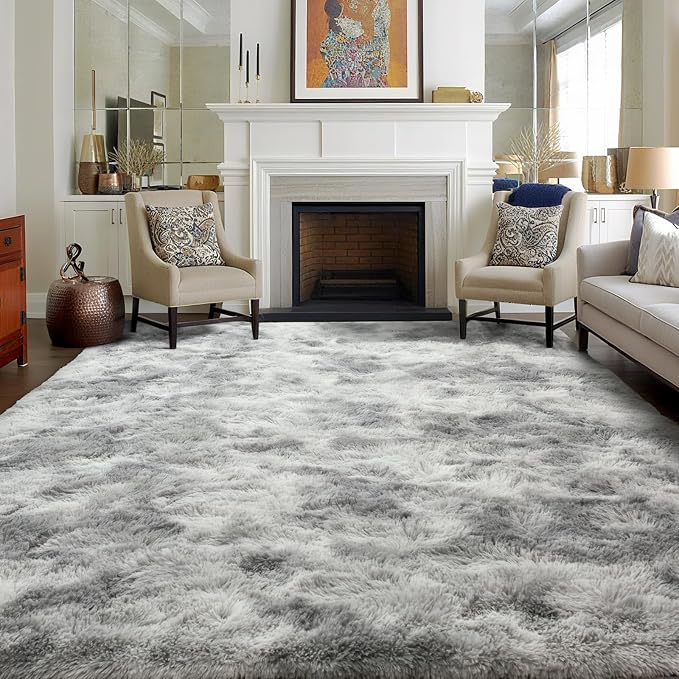 7x10 Ft Extra Large Shag Rugs for Living Room, Tie Dyed Ultra Soft Fluffy Furry by Cuzwlovita